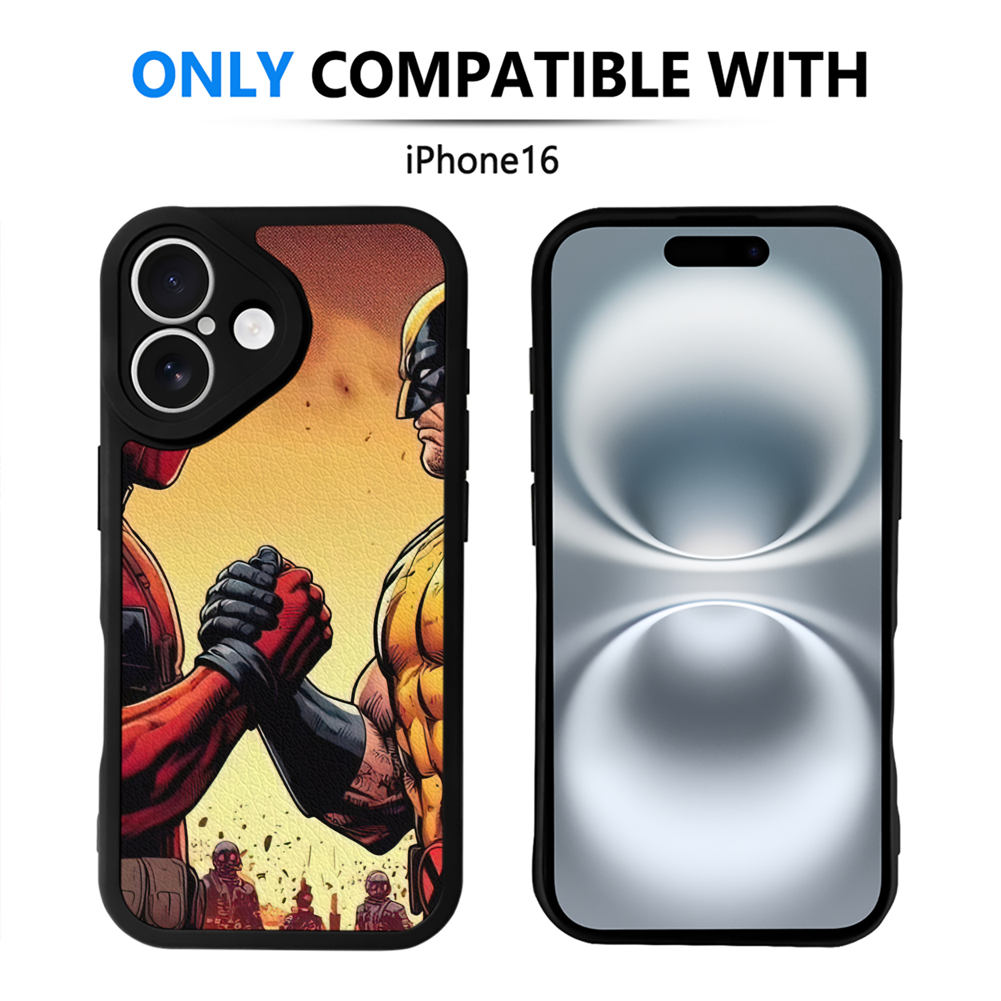 （画像用） Deadpool デッドプール 【iPhone 16シリーズ対応】シリコンスマホケース（レザー調） 材質：シリコン